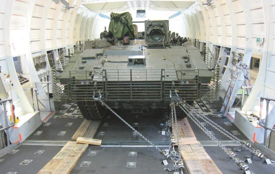 AJAX ARES loaded onto C-17A Globemaster III mock-up