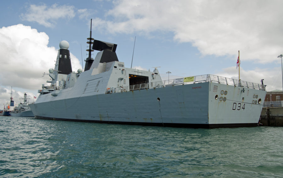 HMS Diamond has left Portsmouth Naval Base in order to assist in an operation designed to counter arms trafficking.