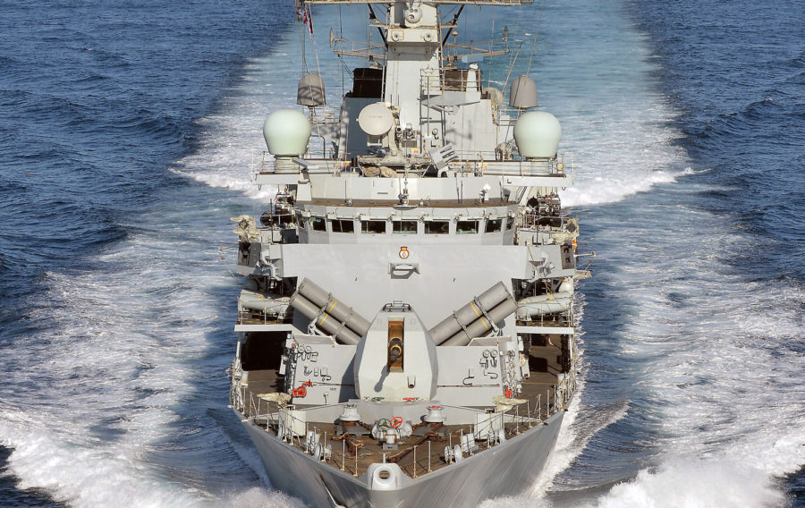 HMS Kent carries out manoeuvres with French Ship FS Charles De Gaulle(not pictured) as the pair form part of Combined Task Force (CTF) 473 off the coast of Djibouti. HMS Kent entered the port of Djibouti for a five day stop as part of the Combined Task Force (CTF) 473. The task force was led into Djibouti by the French Aircraft Carrier, FS Charles De Gaulle.