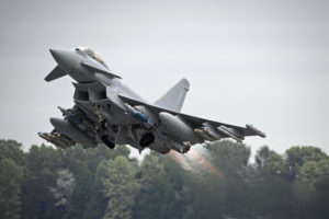 Royal Air Force Typhoon aircraft flown by 1 (Fighter) Squadron from RAF Lossiemouth recently landed at Royal Malaysian Air Force (RMAF) base Butterworth in Malaysia for Exercise Bersama Lima 16, the first leg of Eastern Venture.