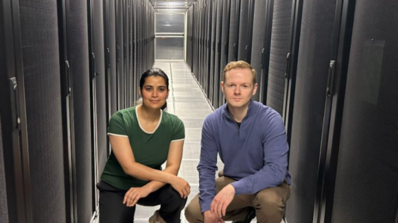 Co-founders Shefali Sharma (L) and Eddie Jackson (R) in front of the servers being used for AVIS processing to support strategic government decision making.