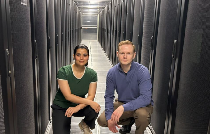 Co-founders Shefali Sharma (L) and Eddie Jackson (R) in front of the servers being used for AVIS processing to support strategic government decision making.