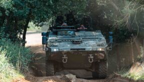 BOXER Multi Role Armoured Fighting Vehicle on the test track at Millbrook during DVD2024. UK MOD © Crown copyright 2024