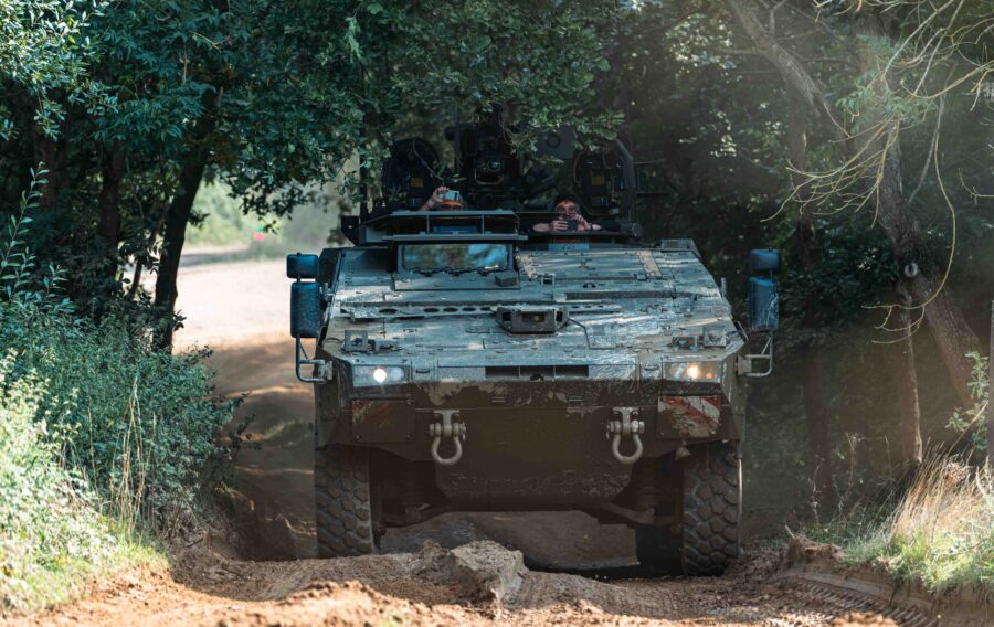 BOXER Multi Role Armoured Fighting Vehicle on the test track at Millbrook during DVD2024. UK MOD © Crown copyright 2024